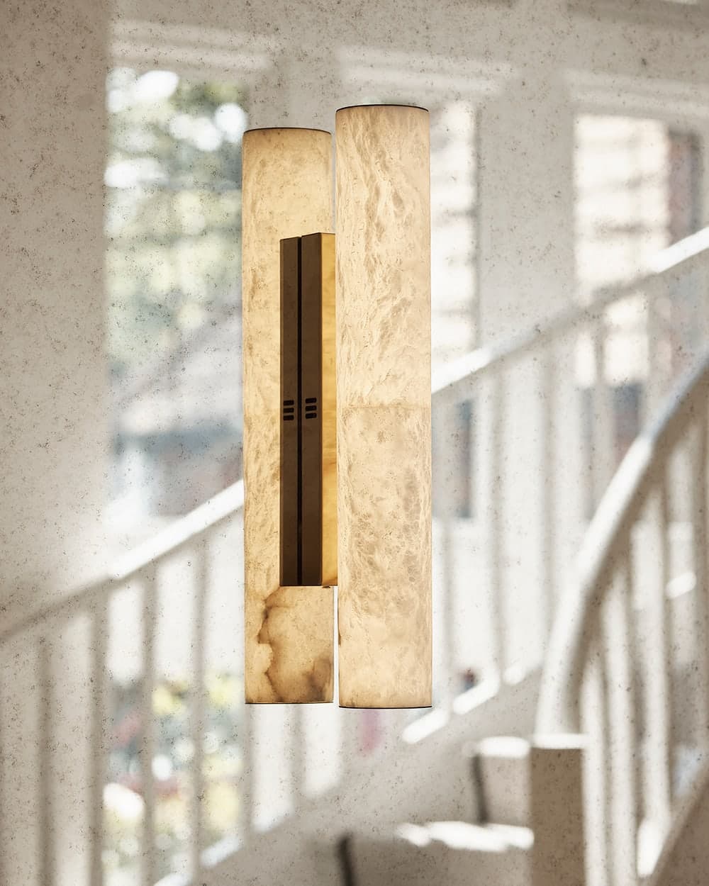 Alabaster pendant lighting detail in the Prestbury family home by Cheshire Property Studio